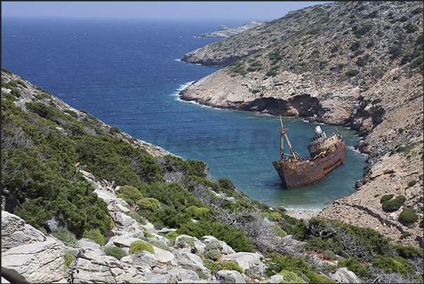 Merchant ship wreck near Kalotantissa bay, western tip of the island Merchant ship wreck near Kalotantissa bay, western tip of the island