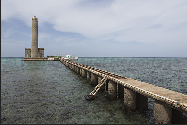 The pier with the railway to unload food and water from the ships for the soldiers guarding the lighthouse