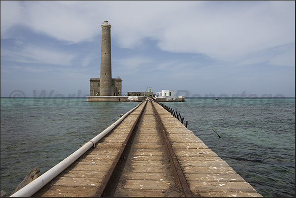 The pier with the railway to unload food and water from the ships for the soldiers guarding the lighthouse The pier with the railway to unload food and water from the ships for the soldiers guarding the lighthouse