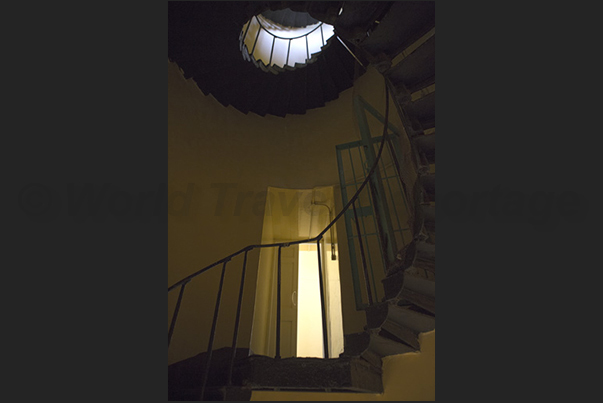 The spiral staircase inside the lighthouse