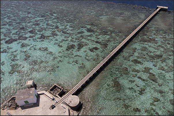 The pier that connects the open sea to the Sanganeb lighthouse