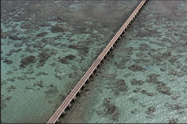 The pier that connects the open sea to the Sanganeb lighthouse