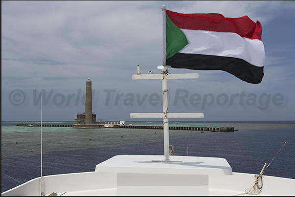 Sanganeb lighthouse with its two characteristic piers