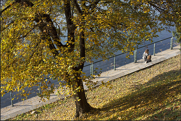 Walk along the river Po towards Isabella bridge