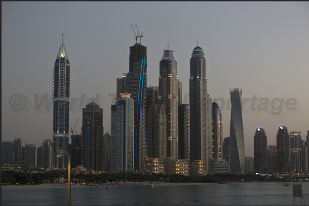 The skyline of Jumeiirah, the new city that extends into the Luxury Dubai district The skyline of Jumeiirah, the new city that extends into the Luxury Dubai district