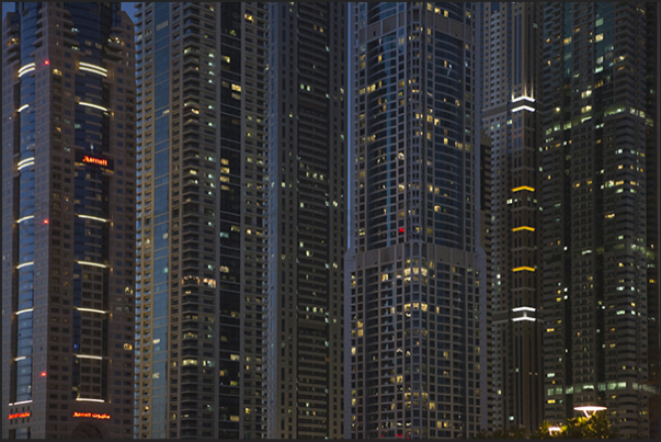 The skyscrapers of Jumeiirah, the new city that extends into the Luxury Dubai district The skyscrapers of Jumeiirah, the new city that extends into the Luxury Dubai district