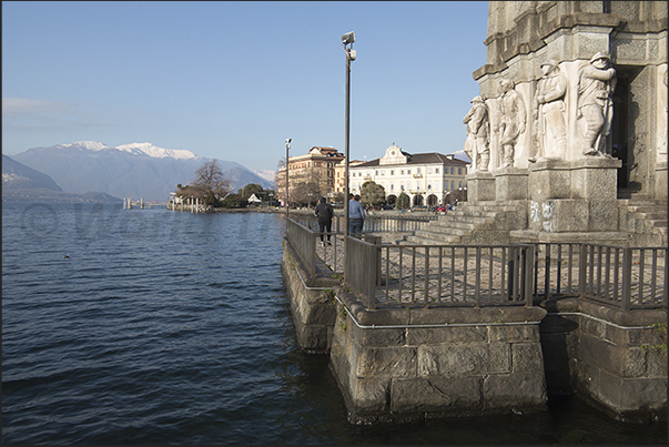 Lakefront in Pallanza, General Luigi Cadorna Mausoleum with figures of Italian soldiers of the First World War