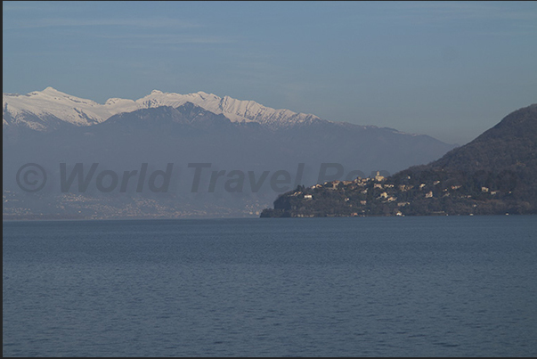 Snow-capped mountains of Switzerland above Locarno
