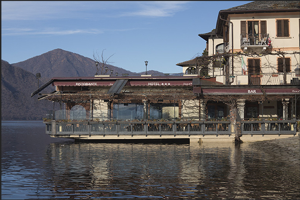Orta lake near Maggiore lake. Town of Orta