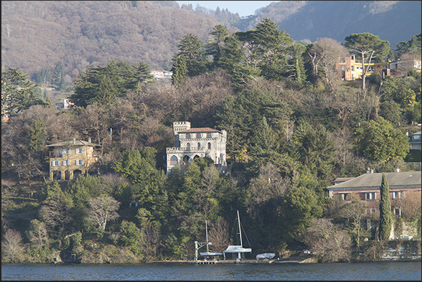 Ancient villas on the Laveno hills on the eastern shore of Maggiore Lake