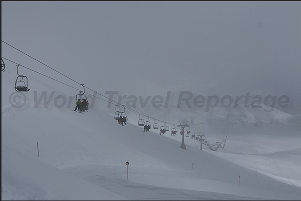 The Zurs slopes under the Hasenfluh mountain (2546 m)