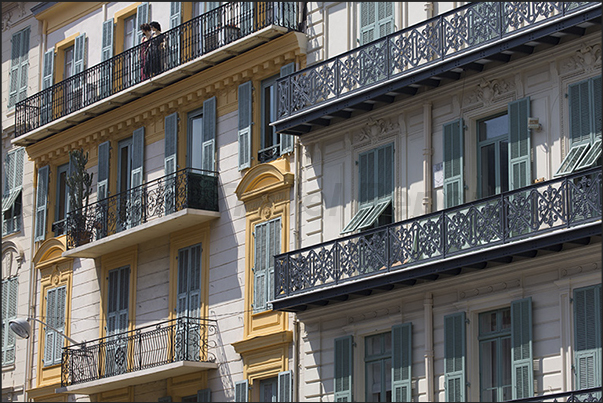 Ancient palaces on Place de l'Ile de Beaute and Quai Cassini, north side of Port Lympia