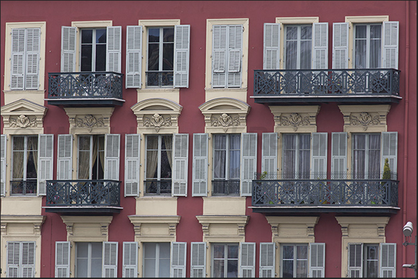 Ancient palaces on Place de l'Ile de Beaute and Quai Cassini, north side of Port Lympia