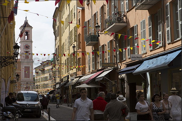 Career Dou Gouvernou, one of the main streets of the old town with the clock tower Career Dou Gouvernou, one of the main streets of the old town with the clock tower