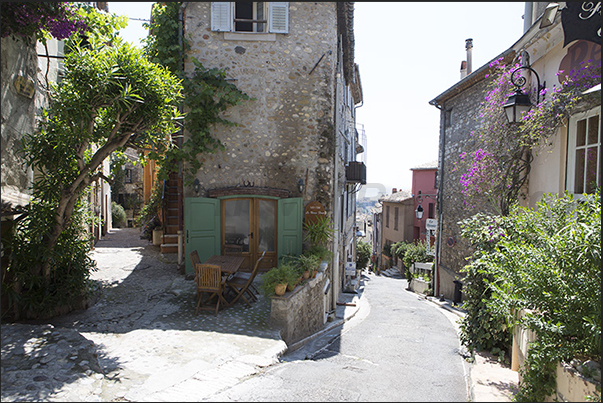 The road that climbs to Grimaldi castle which dominates the village