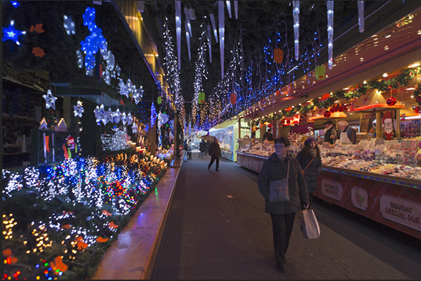 Strasbourg the squares of the city are colored by LED lights a type of lighting that has replaced the bulbs even in traditional markets