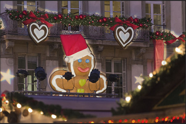 Strasbourg. Christmas decoration in the Gutenberg square