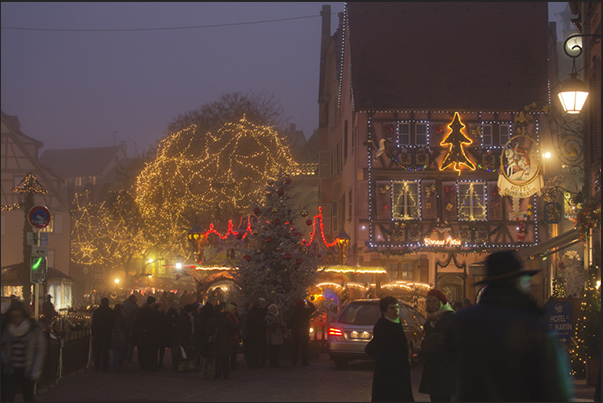 At night, when the fog descends on the towns of Alsace region, the roads become even more attractive At night, when the fog descends on the towns of Alsace region, the roads become even more attractive