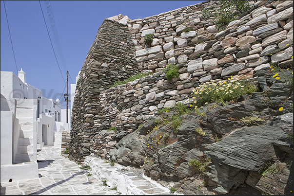 Fortified village of Kastro, East Coast. The ancient walls Fortified village of Kastro, East Coast. The ancient walls