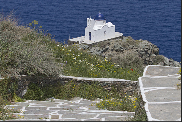 The Epta Martires church built on the cliff below the village of Kastro