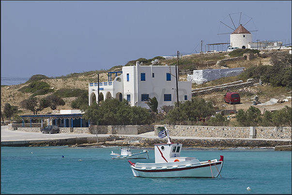 Windmills above the Ammos Bay