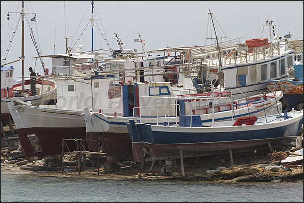 Fishing boat yard in the port of Potamia (west coast) Fishing boat yard in the port of Potamia (west coast)