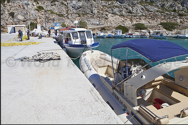 Pier of the fishing port of Kato Horio where the nets are spread out