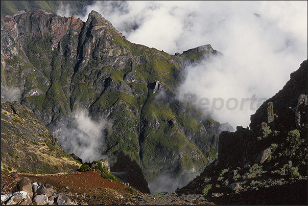 Panorama from Pico de Areeiro (1.818 m) the highest point of the island often covered in clouds Panorama from Pico de Areeiro (1.818 m) the highest point of the island often covered in clouds