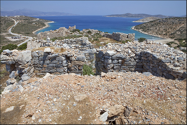 Livadhi bay on the east coast seen from the ruins of an ancient castle Livadhi bay on the east coast seen from the ruins of an ancient castle