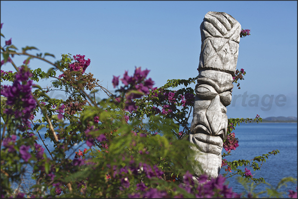 Totem entrance of the Kanak tribe villages that living on the island