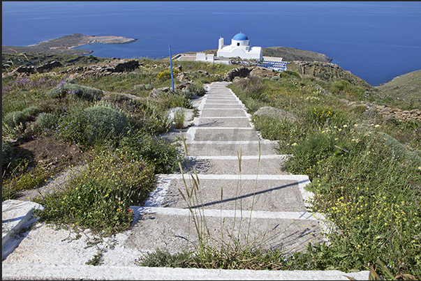 North East coast. Descent to Moni Taxiarhci monastery