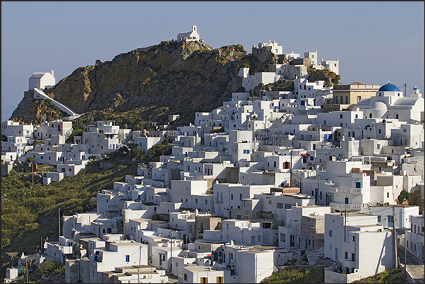 Chora (Hora) on the hills overlooking Livadi bay Chora (Hora) on the hills overlooking Livadi bay