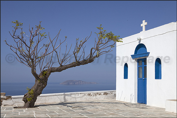 North coast. The terrace of the small monastery of Moni Taxiarhci