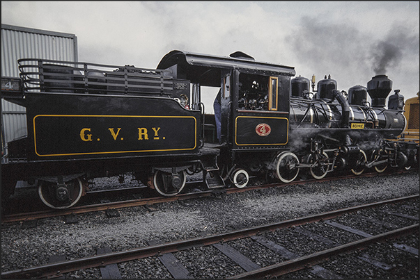 Bernie, a 1912 steam locomotive puts pressure on its boiler before reaching Glenbrook Station Bernie, a 1912 steam locomotive puts pressure on its boiler before reaching Glenbrook Station