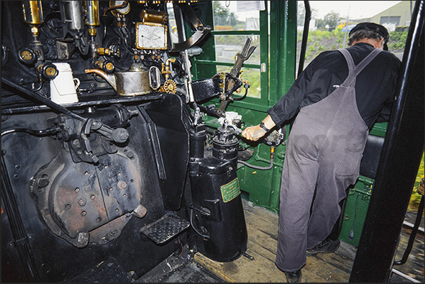 The driver starts moving the steam locomotive