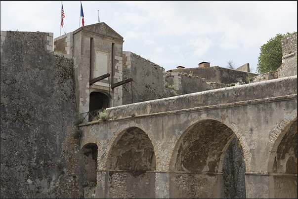 The access bridge to the Saint Elme fortress The access bridge to the Saint Elme fortress