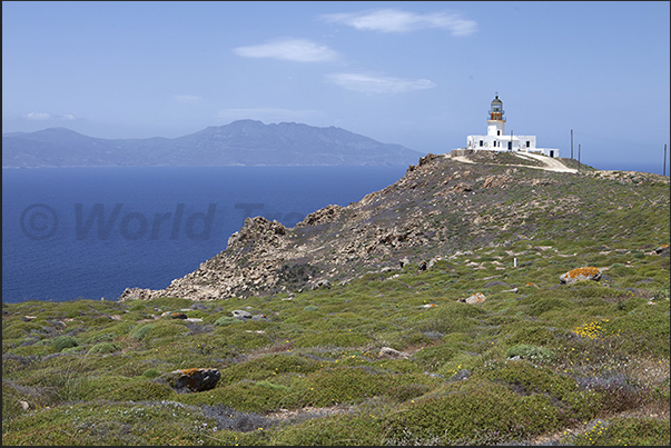 The lighthouse of Cape Armenistis on the north-west coast The lighthouse of Cape Armenistis on the north-west coast