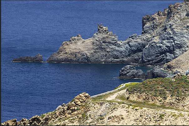 The lighthouse of Cape Armenistis on the north-west coast The lighthouse of Cape Armenistis on the north-west coast