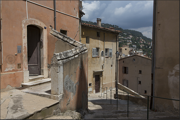 Stairway leading down Rue Sans Peur on the eastern side of the old town Stairway leading down Rue Sans Peur on the eastern side of the old town