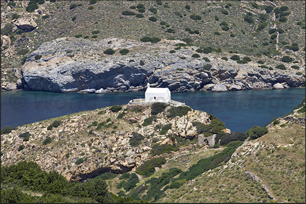 West coast. The small church overlooking the bay of Galissas West coast. The small church overlooking the bay of Galissas