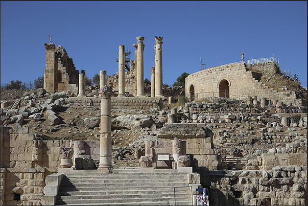 Temple of Zeus and, to the side, the theatre in the southern area Temple of Zeus and, to the side, the theatre in the southern area