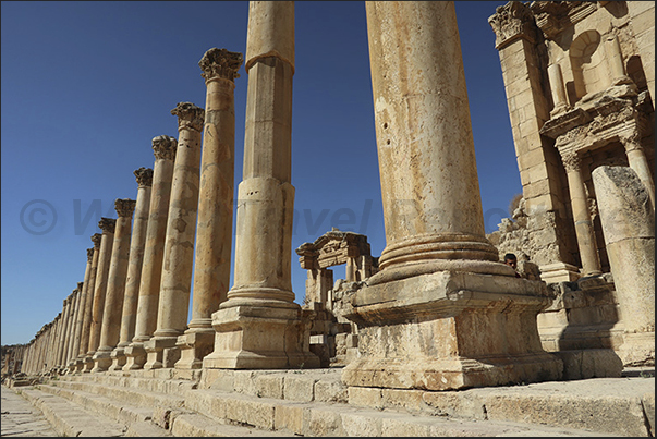Columns along the avenue that crosses the archaeological site from north to south Columns along the avenue that crosses the archaeological site from north to south