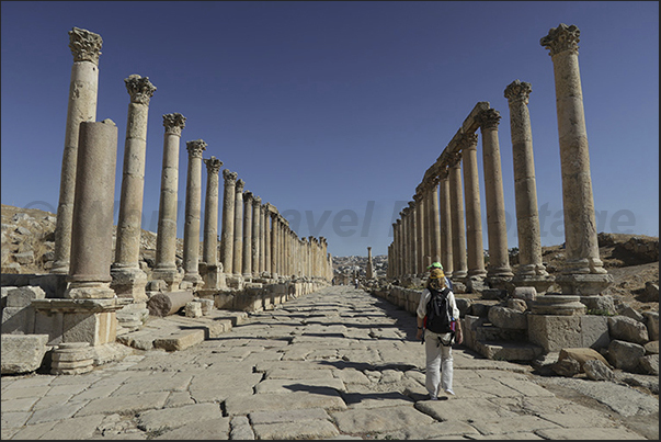 The long paved avenue that crosses the archaeological site from north to south The long paved avenue that crosses the archaeological site from north to south