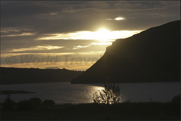 The deep bay of Loch Harport where the town of Port Nalong is located The deep bay of Loch Harport where the town of Port Nalong is located