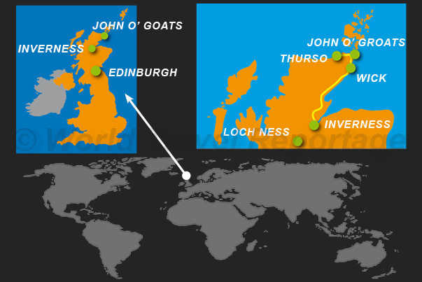 Itinerary along the north east coast of Scotland