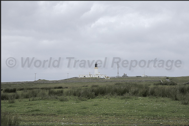 Noss Head Lighthouse on the headland of the town of Wick