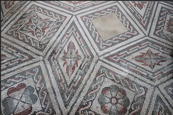 Mosaic floor at the entrance of the villa