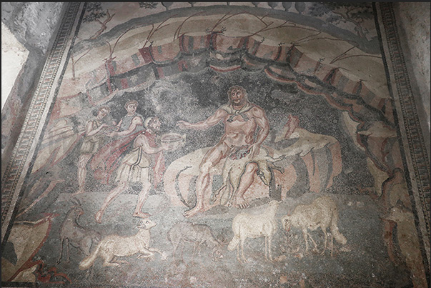 The room with the mosaic floor that tells the story of Ulysses' encounter with Polyphemus