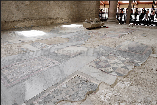 The floor of the great basilica of the Roman villa