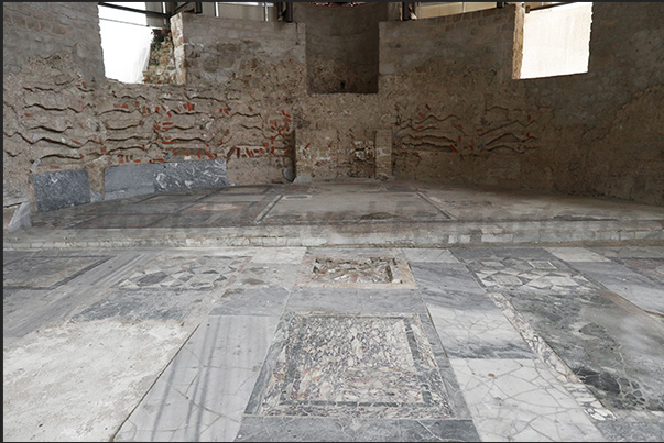 The floor of the great basilica of the Roman villa